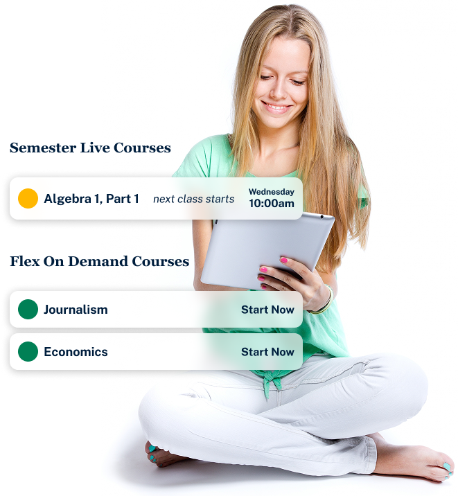 young woman sitting cross-legged while using a tablet